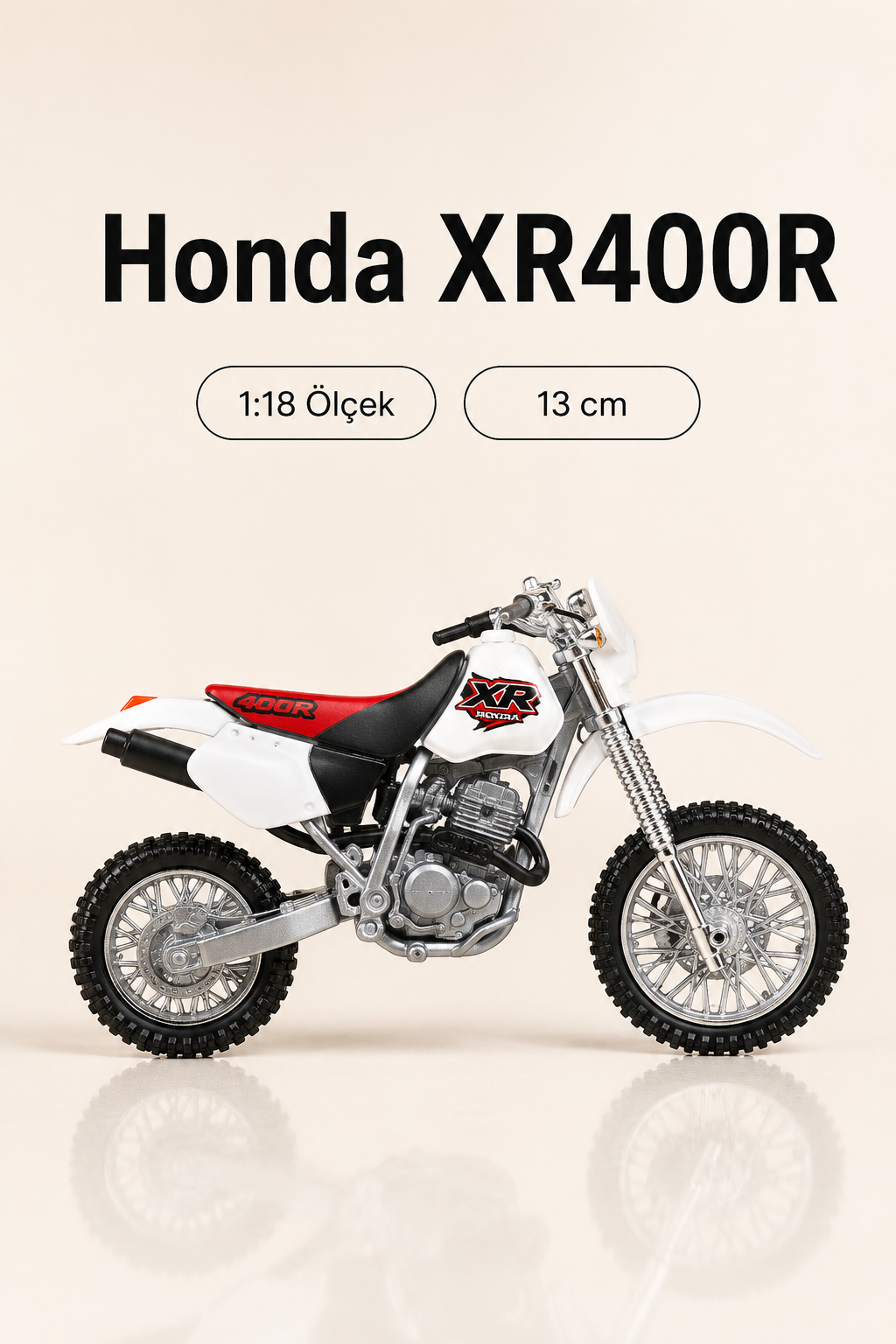Honda XR400R 1:18 Ölçek Koleksiyonluk Model Motosiklet – 13 cm
