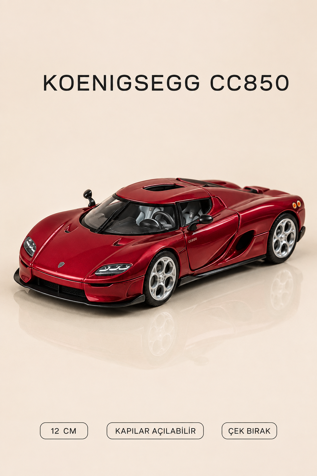 Koenigsegg CC850 Metal Çek Bırak Araç 12 cm - 4 Renk Seçeneği