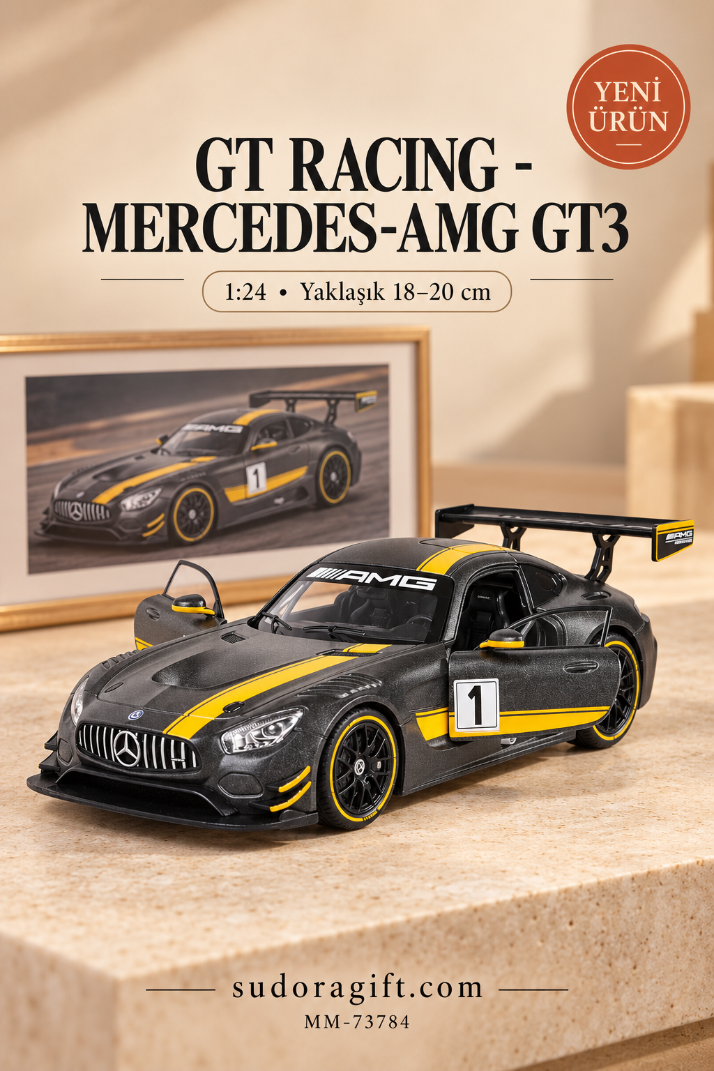 Motormax GT Racing Mercedes-AMG GT3 1:24 Metal Model Araba – MM-73784 – Kapıları açık