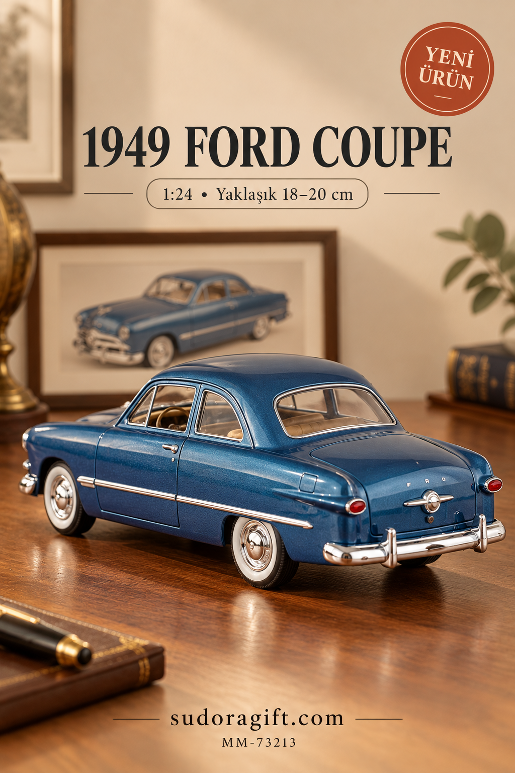 Motormax 1949 Ford Coupe 1:24 Metal Model Araba – MM-73213 – Arka görünüm