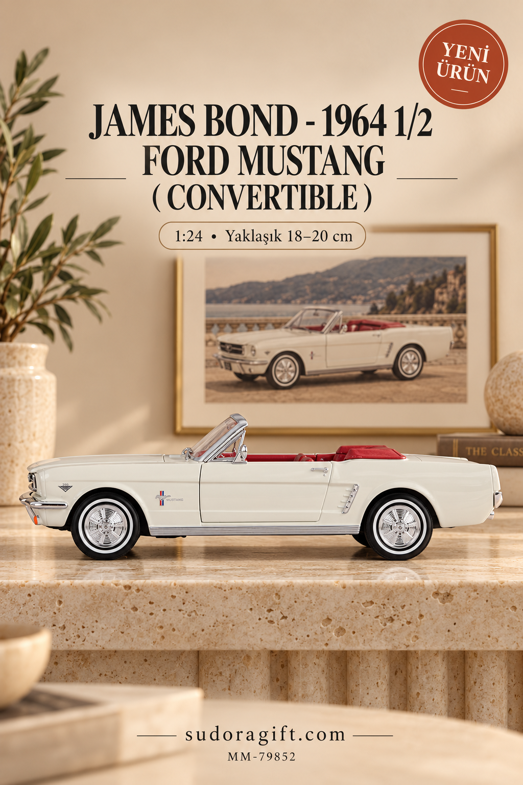 Motormax James Bond 1964½ Ford Mustang Cabrio 1:24 Metal Model Araba – MM-79852 – Sol görünüm