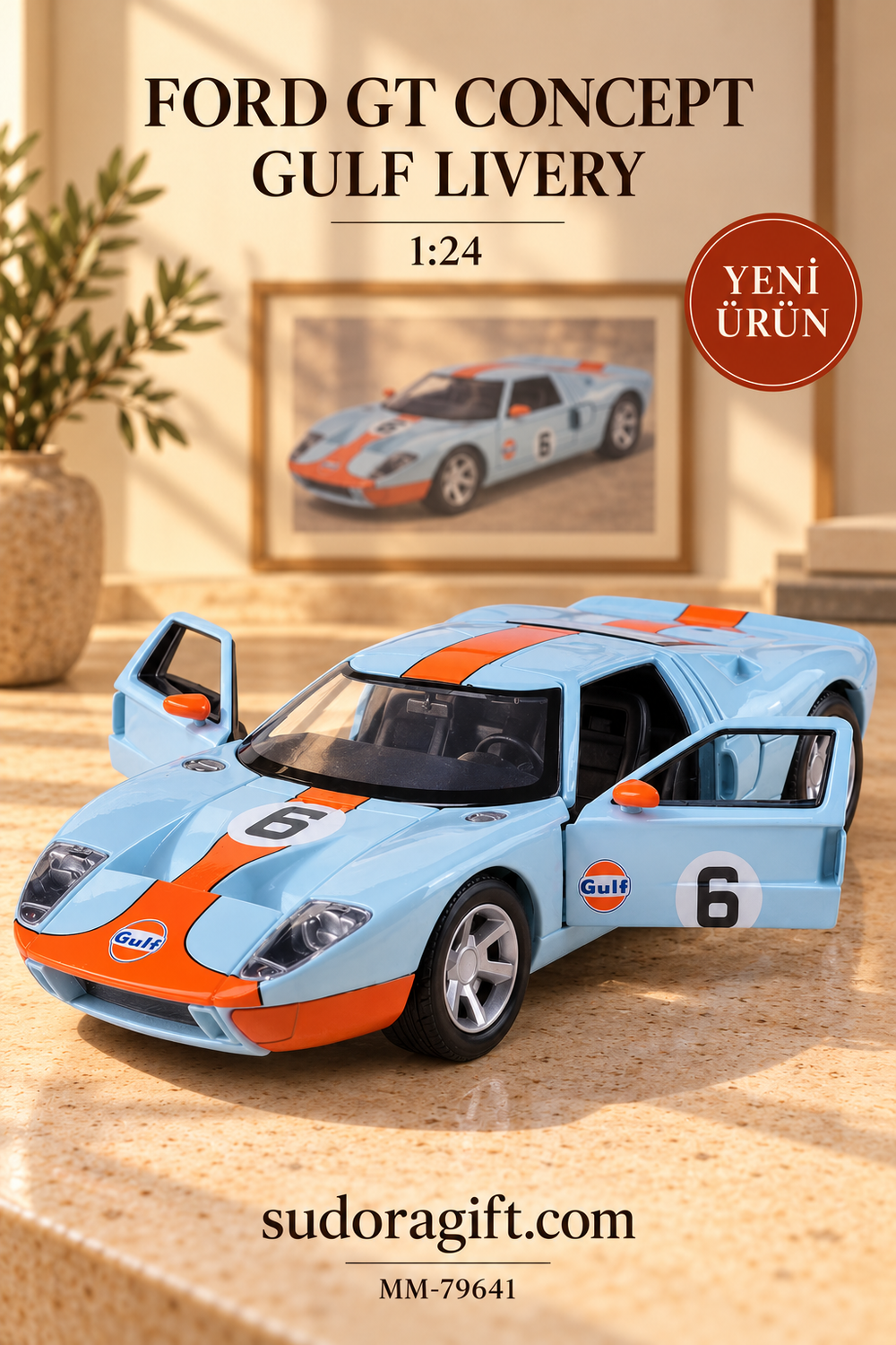 Motormax Gulf Ford GT Concept 1:24 Metal Model Araba – MM-79641 – Kapilari Acik