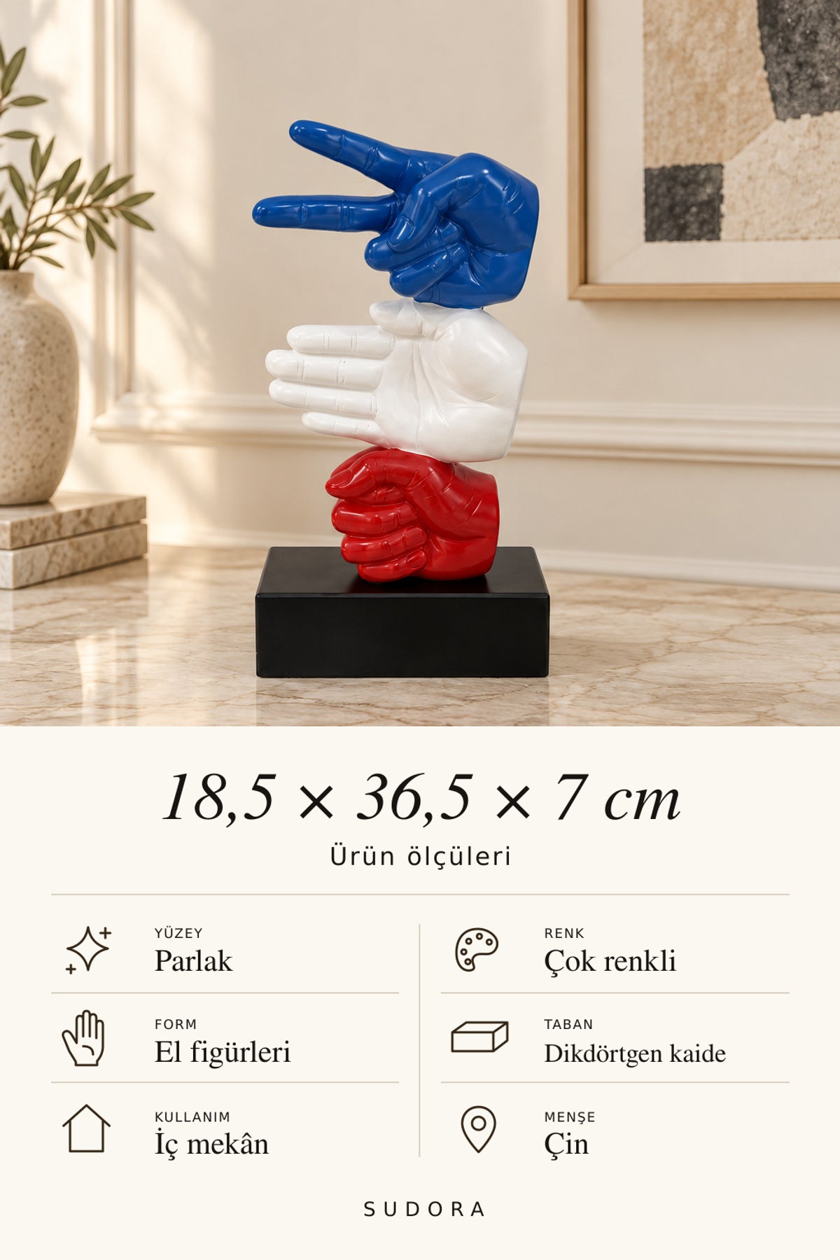 SUDORA Taş, kâğıt, makas - Mavi / Beyaz / Kırmızı - Ölçü ve bilgi