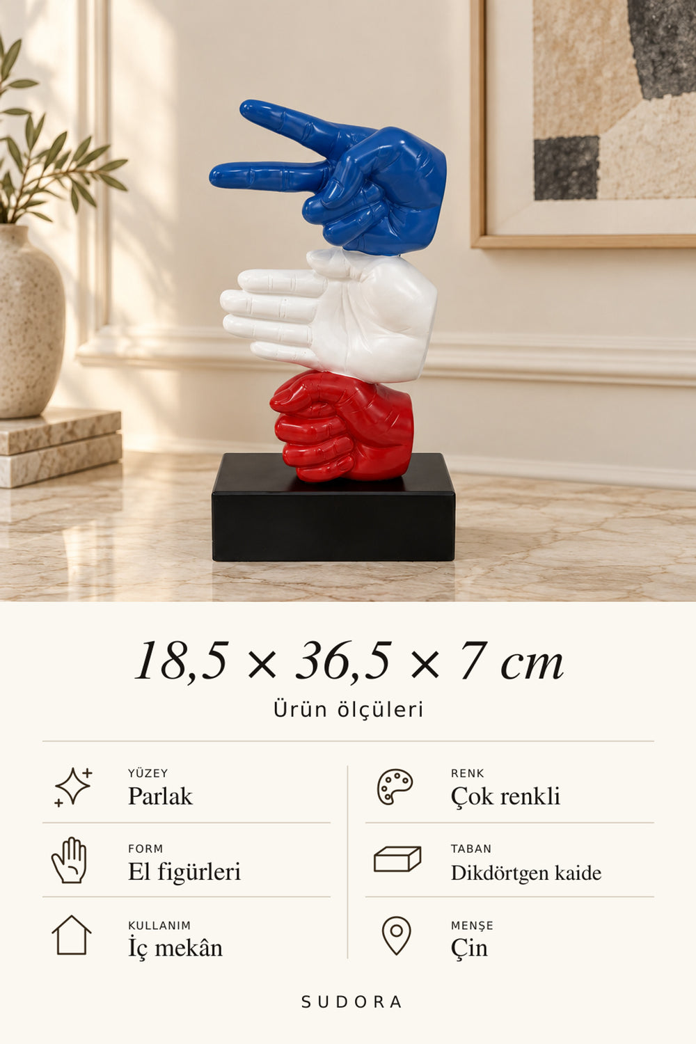 SUDORA Taş, kâğıt, makas - Mavi / Beyaz / Kırmızı - Ölçü ve bilgi