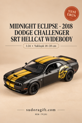 Motormax Midnight Eclipse 2018 Dodge Challenger SRT Hellcat Widebody 1:24 Metal Model Araba – MM-79201 – Ana görsel