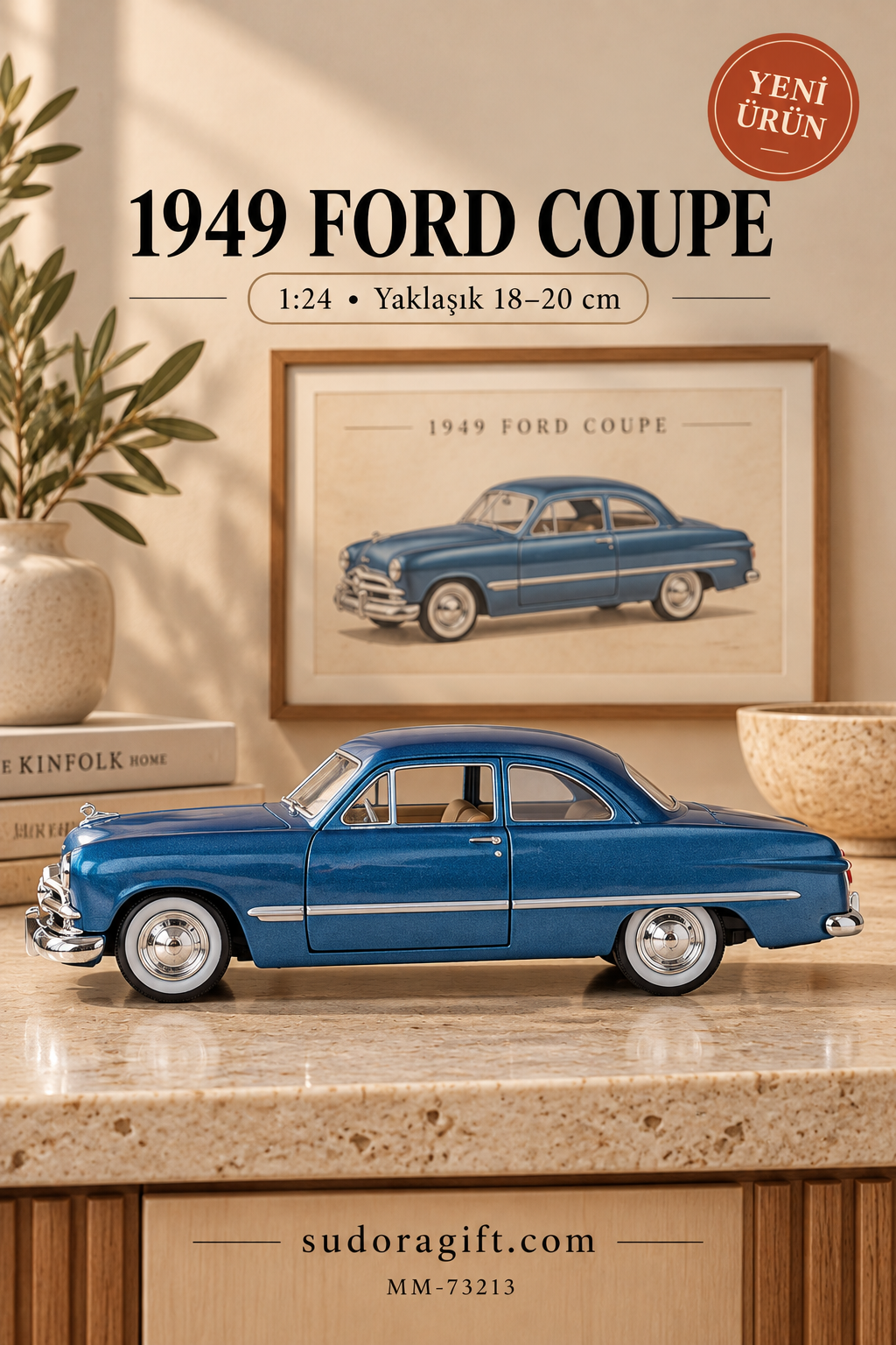 Motormax 1949 Ford Coupe 1:24 Metal Model Araba – MM-73213 – Sol görünüm