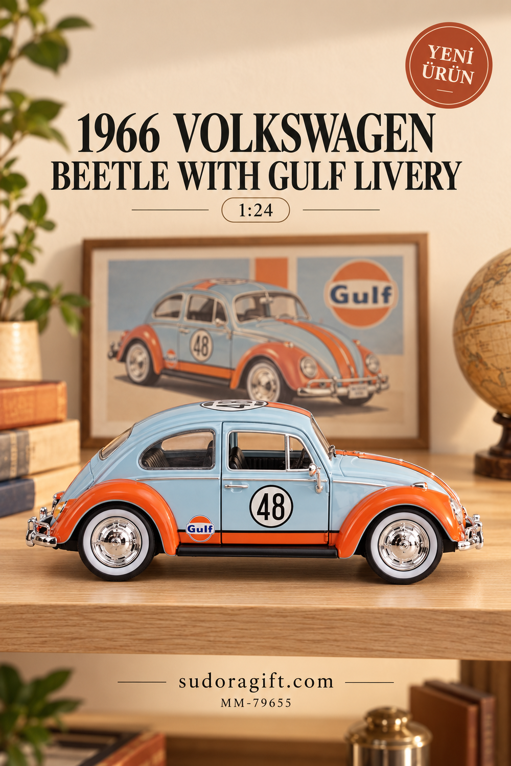 Motormax 1966 Volkswagen Beetle Gulf 1:24 Metal Model Araba – MM-79655 – Sağ görünüm