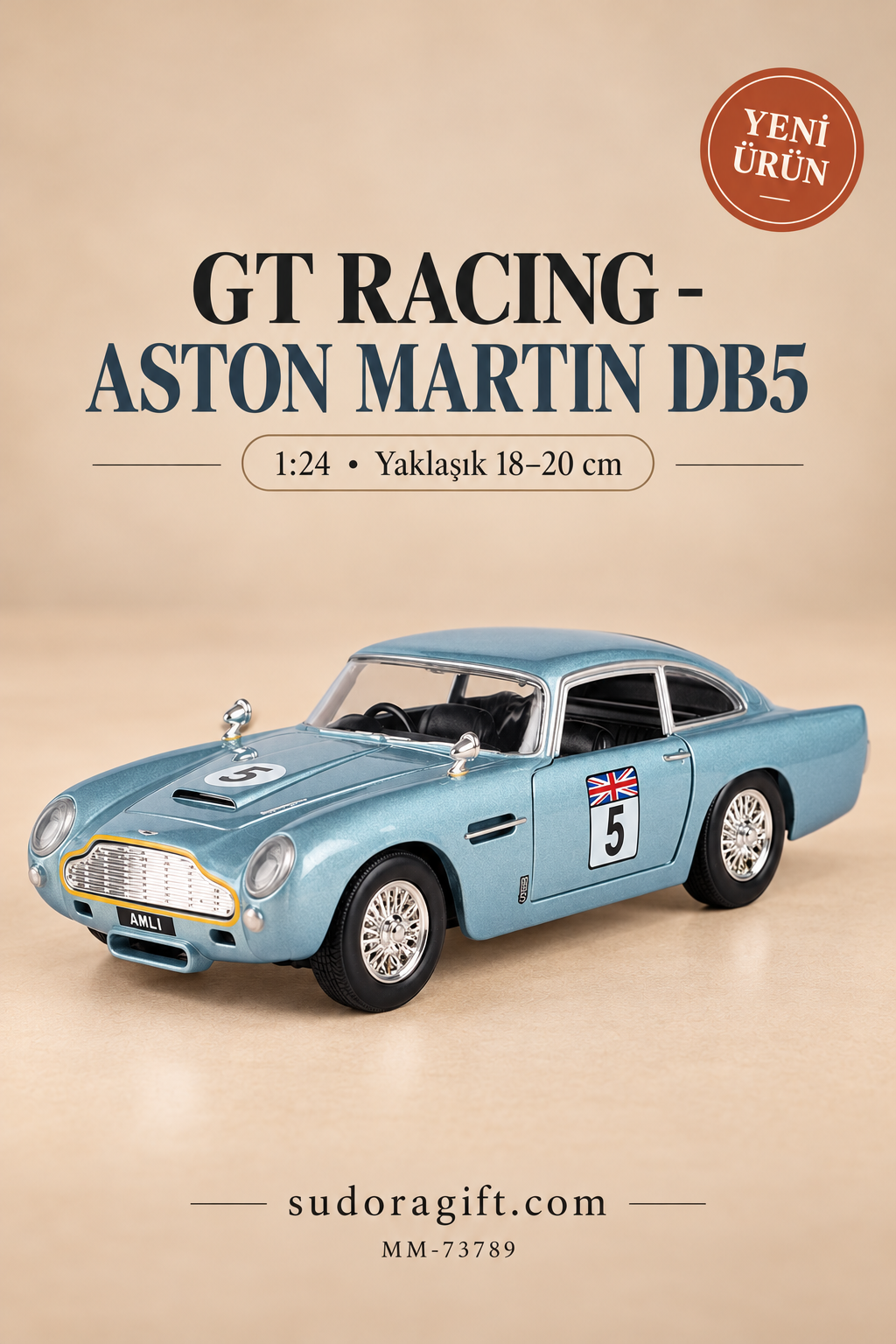 Motormax GT Racing Aston Martin DB5 1:24 Metal Model Araba – MM-73789 – Ana görsel