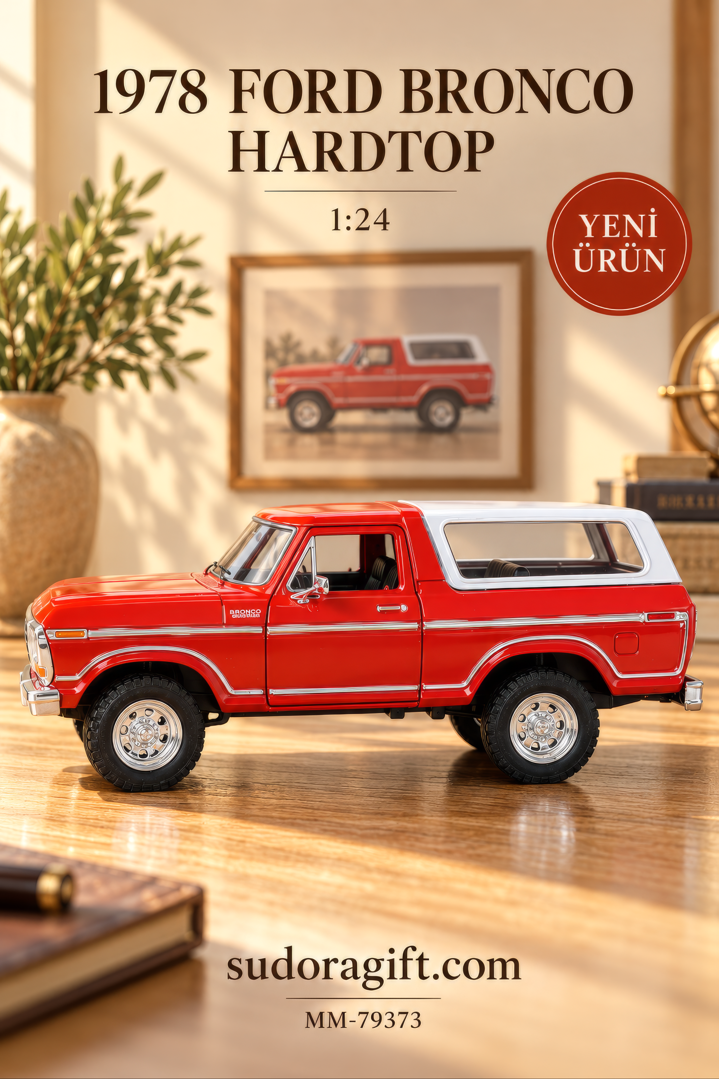 Motormax 1978 Ford Bronco Hardtop 1:24 Metal Model Araba – MM-79373 – Sol Gorunum