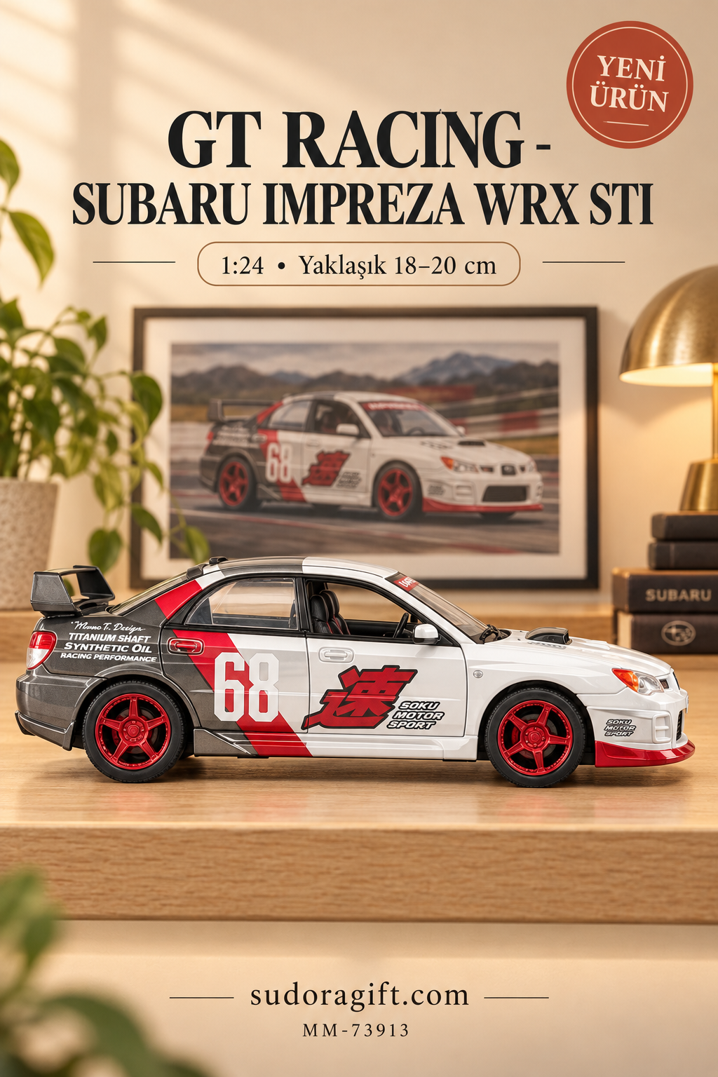 Motormax GT Racing Subaru Impreza WRX STI 1:24 Metal Model Araba – MM-73913 – Sağ görünüm