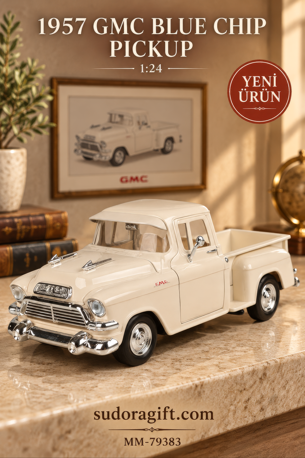 Motormax 1957 GMC Blue Chip Pickup 1:24 Metal Model Araba – MM-79383 – Detay